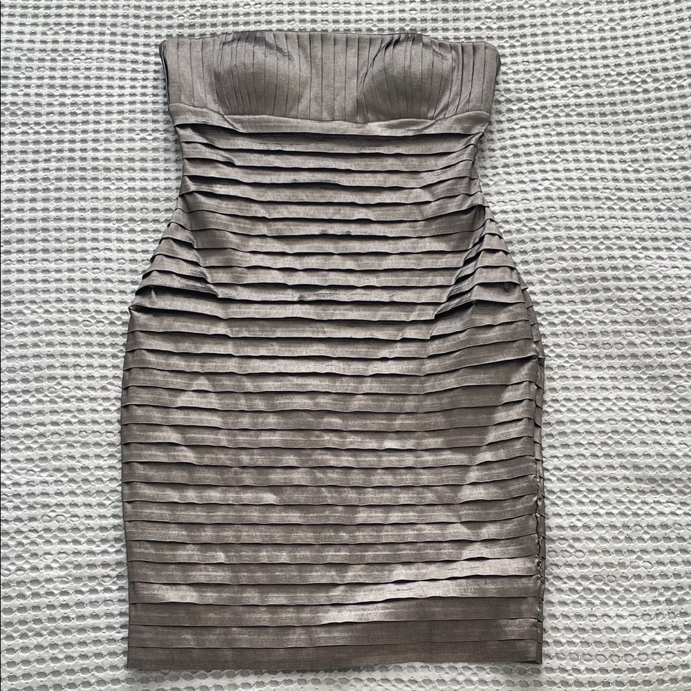 Calvin Klein Strapless Metallic Gray Dress